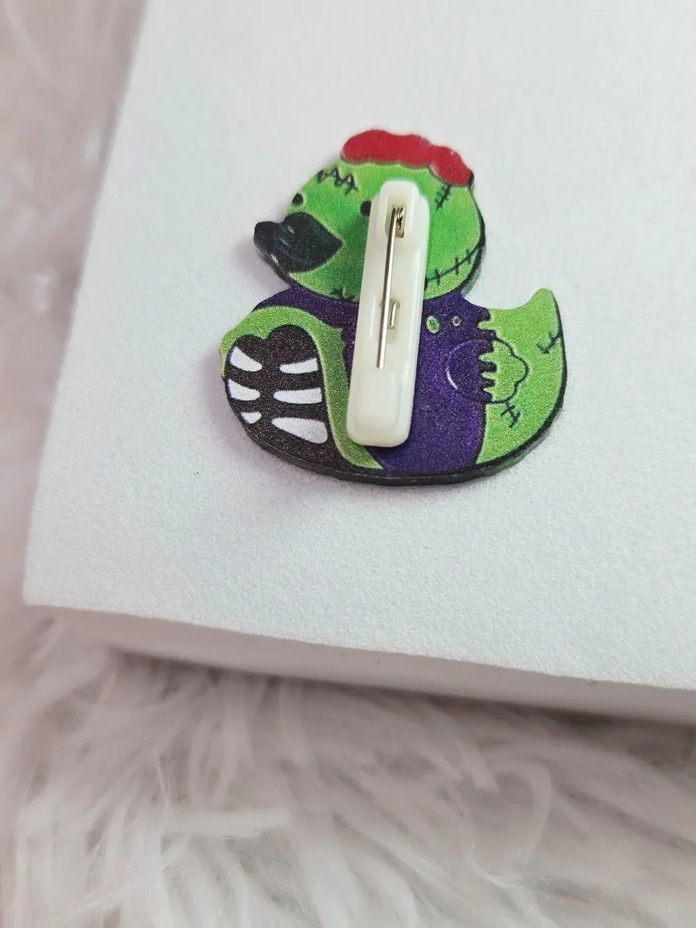Zombie Frankenstein Monster Duck Lapel Pin Halloween Acrylic Horror Spooky Chic